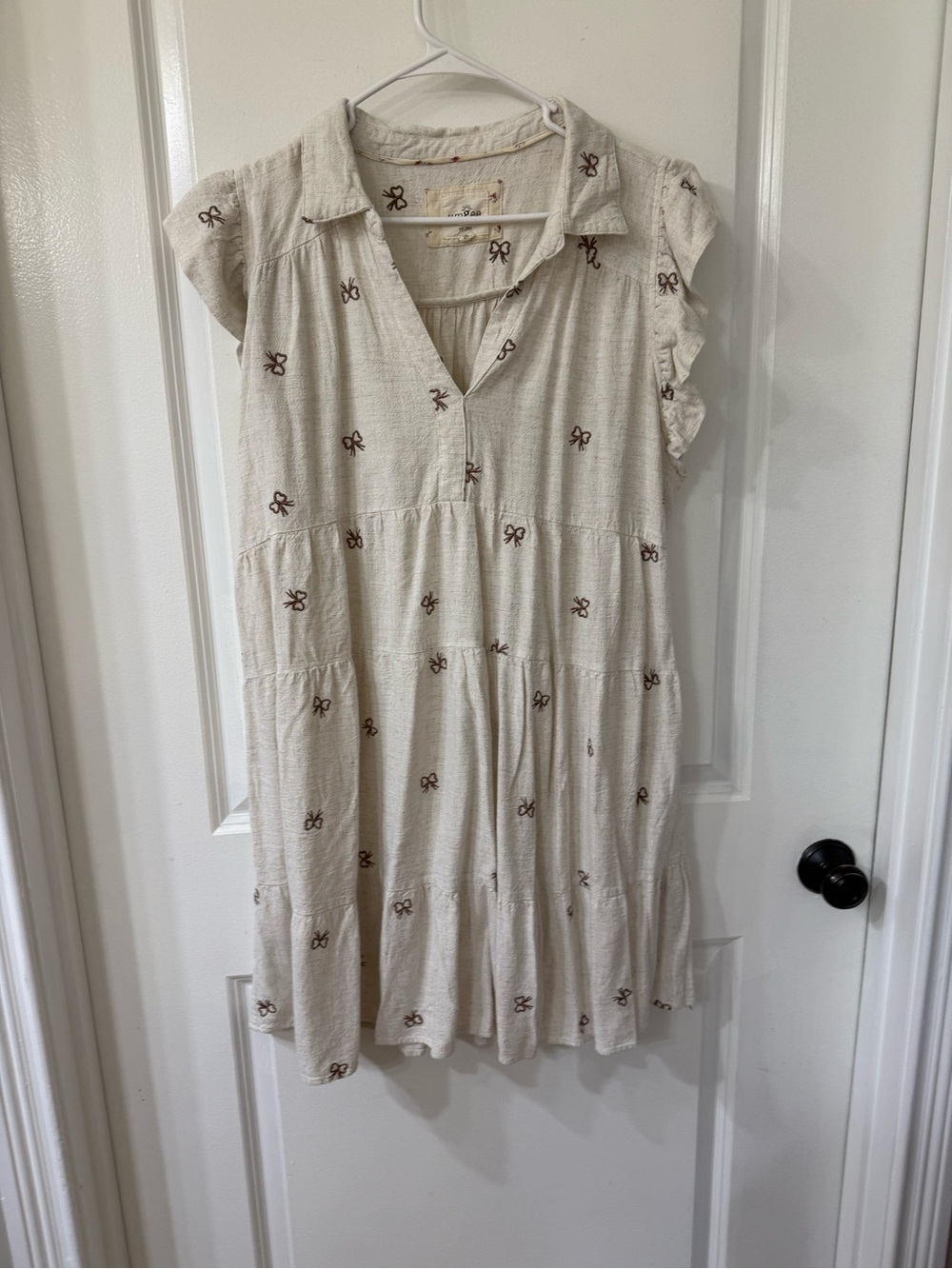 Cream Embroidered Tiered Cotton Dress - Lightweight Summer Style